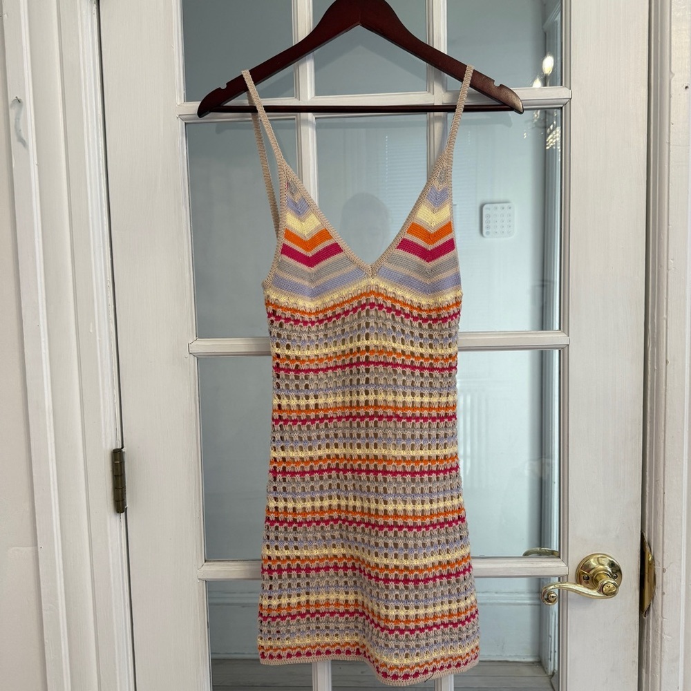 JUNIPER BLU Women's Multicolor Crochet Sleeveless Dress Size S NEW